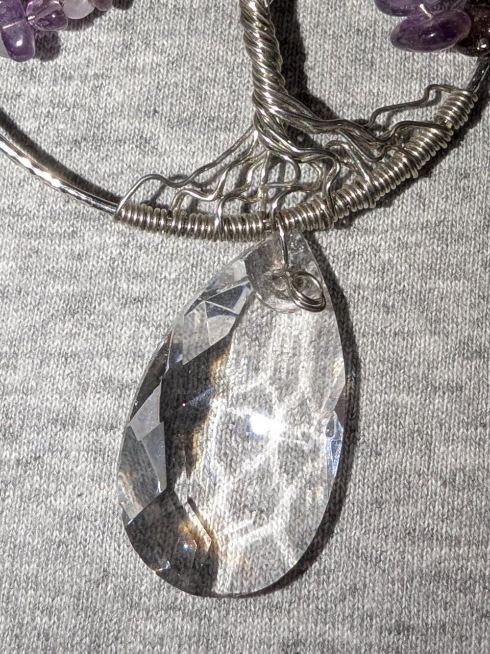 Amethyst Tree of Life Suncatcher Wire Wrapped Crystal Prism Window Hanging 7724 - Picture 2 of 5